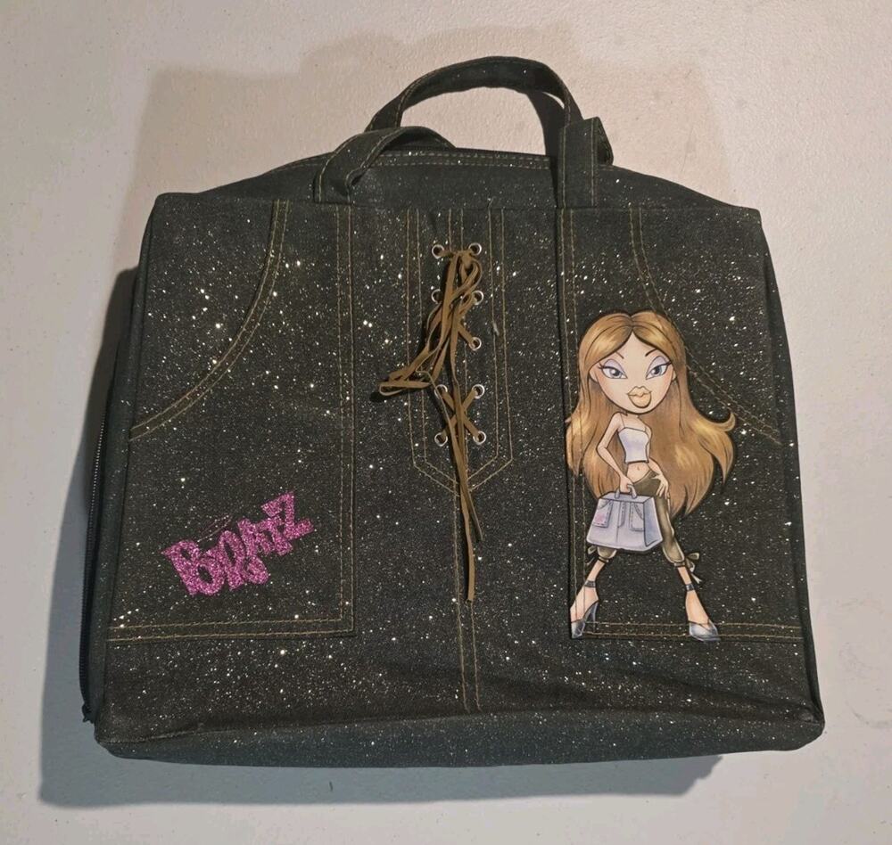 MGA Bratz Fashion Dolls & Clothes Denim Storage Carrying Case Bag + Inserts 2004